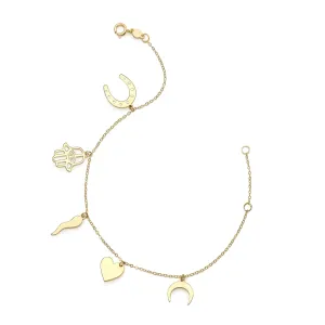 14K Yellow Gold Lucky Charm Bracelet