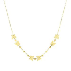 14K Yellow Gold Polished Butterfly Station Necklace