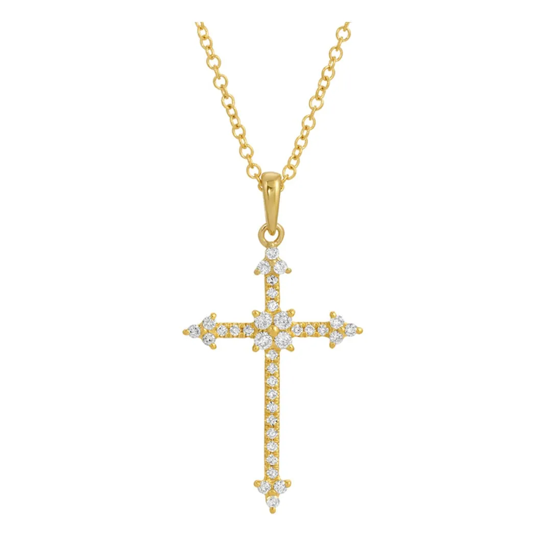 14KT Gold Diamond Cross Necklace