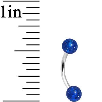 16 Gauge 5/16 Blue Acrylic Glitter Eyebrow Ring