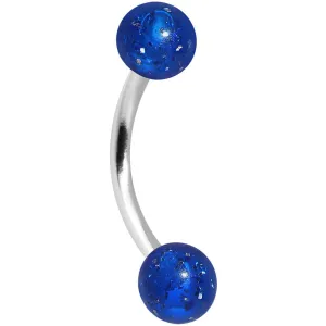16 Gauge 5/16 Blue Acrylic Glitter Eyebrow Ring