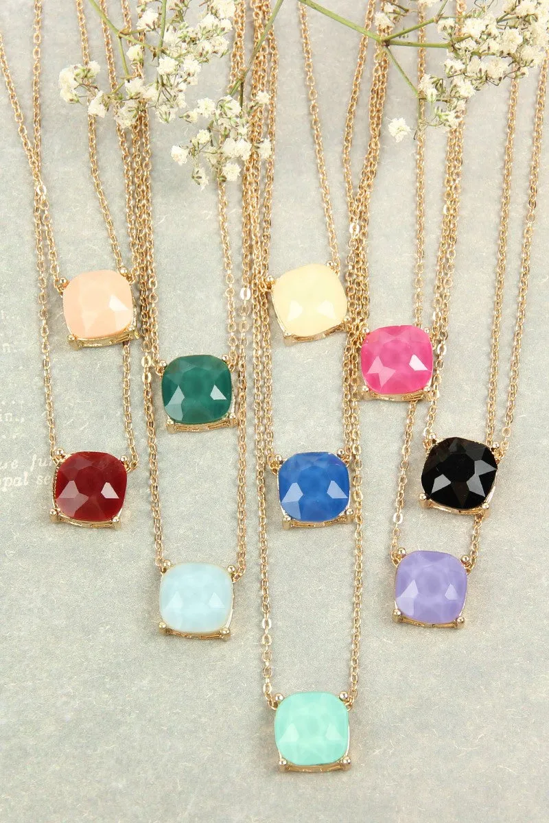 17155 - 12MM CUSHION CUT CHARM NECKLACE