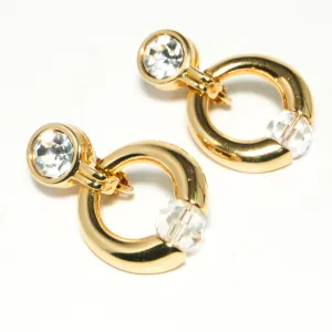 1980's Knocker Style Gold Tone Earrings by Swarovski