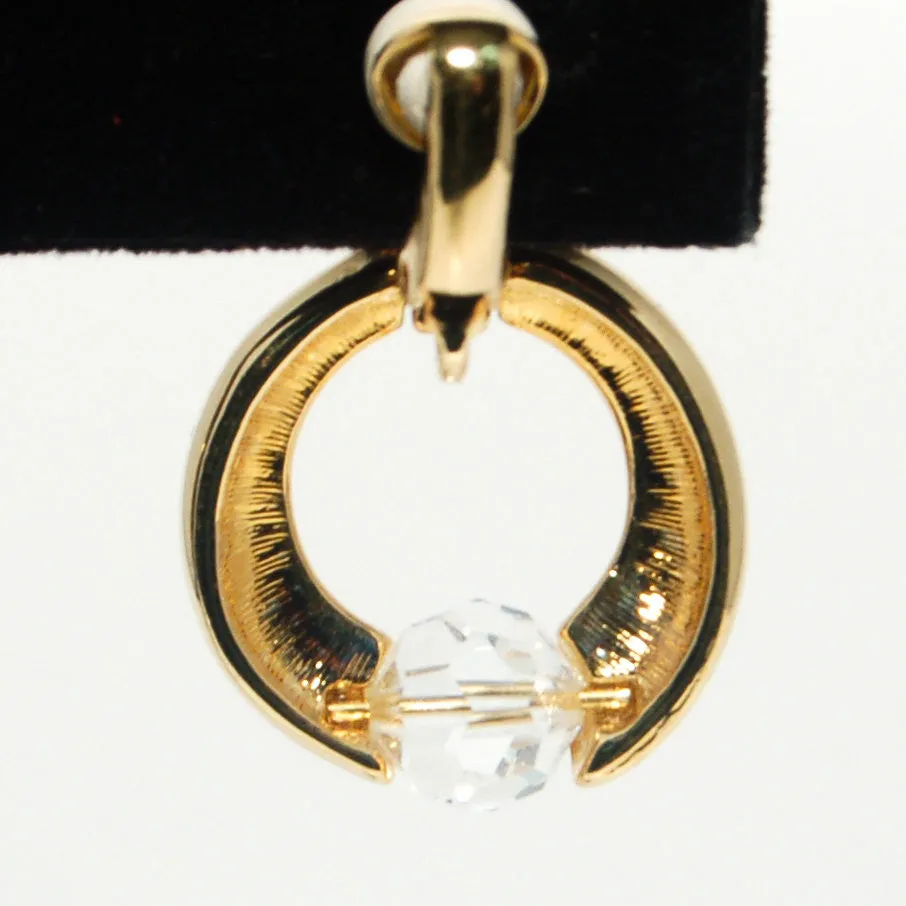 1980's Knocker Style Gold Tone Earrings by Swarovski