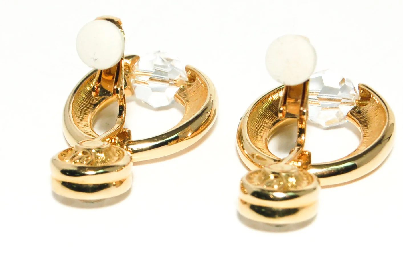 1980's Knocker Style Gold Tone Earrings by Swarovski