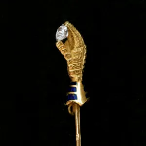 19th Century French Hand Stick Pin with Diamond