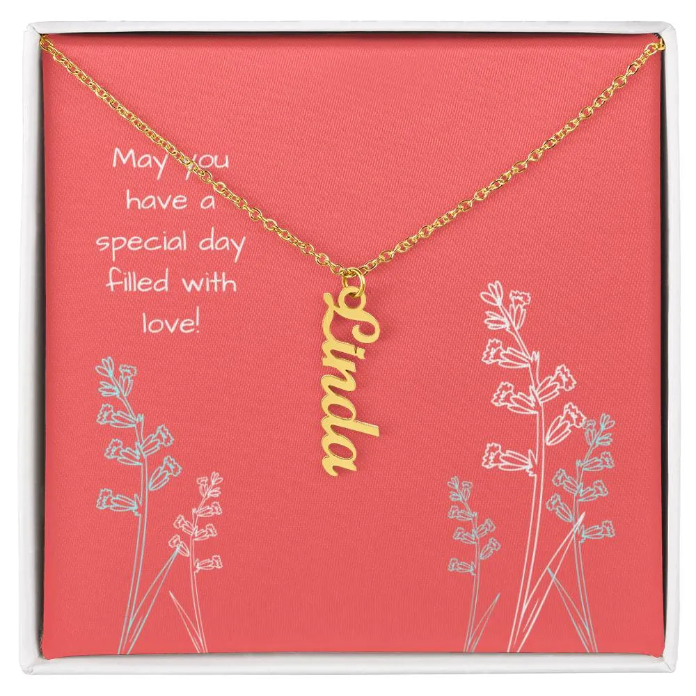 1Personalized Name Vertical Dangling Necklace Gift For Daughter Special Day