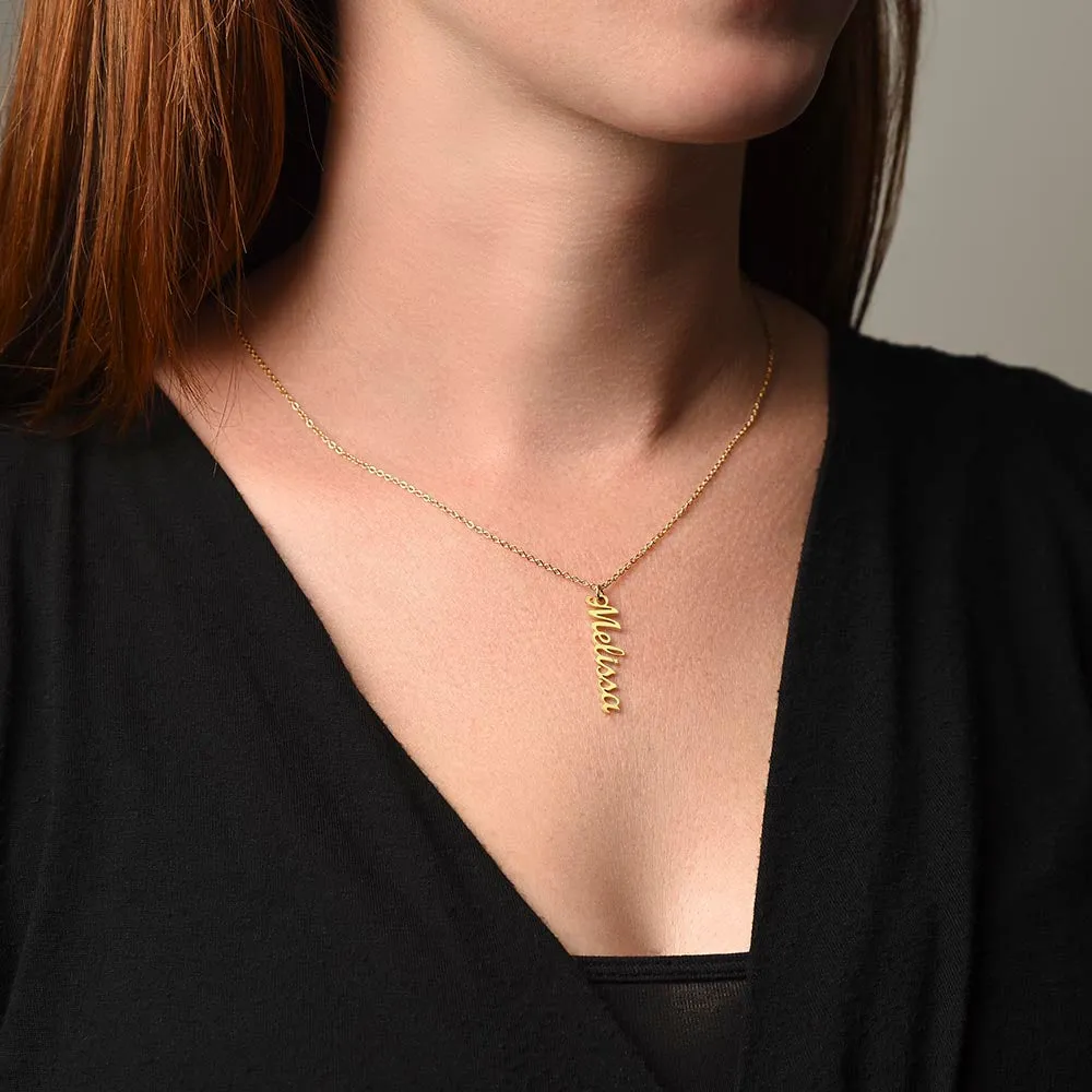 1Personalized Name Vertical Dangling Necklace Gift For Daughter Special Day