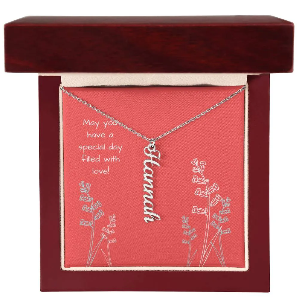 1Personalized Name Vertical Dangling Necklace Gift For Daughter Special Day