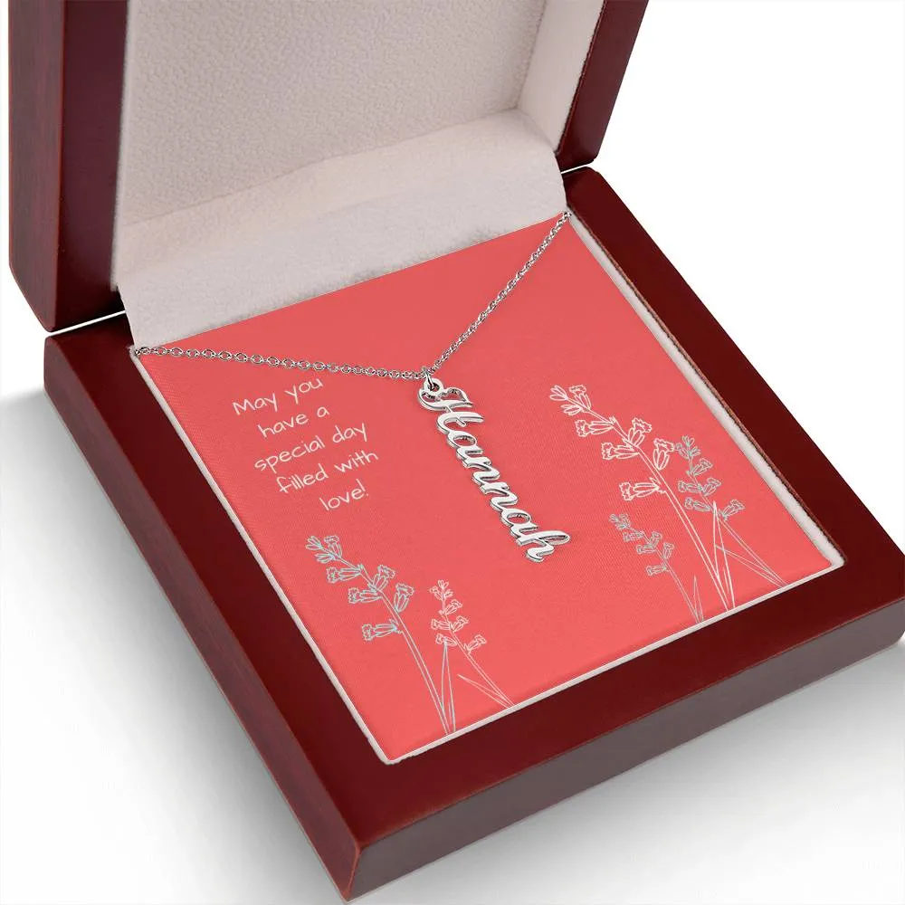 1Personalized Name Vertical Dangling Necklace Gift For Daughter Special Day