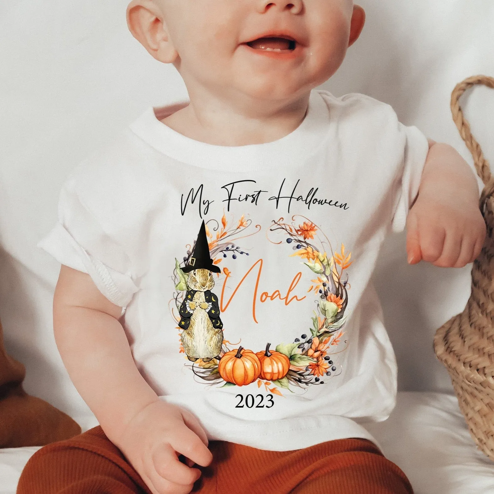 1st Halloween peter rabbit baby vest