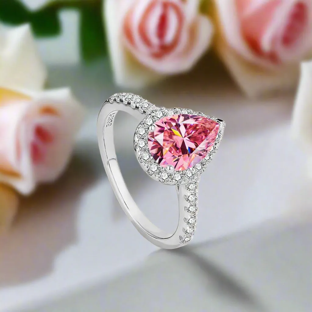2.0 Ct Pear Cut Diamond Halo Engagement Ring