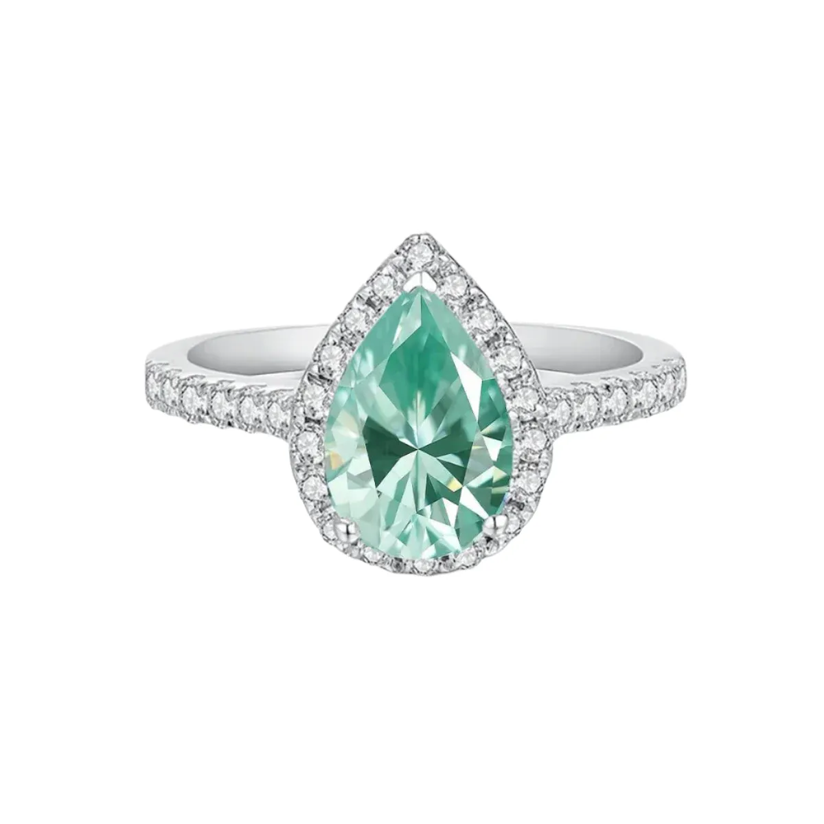 2.0 Ct Pear Cut Diamond Halo Engagement Ring