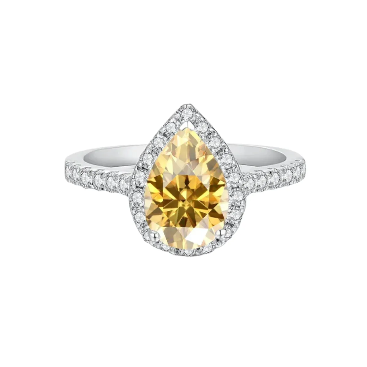 2.0 Ct Pear Cut Diamond Halo Engagement Ring