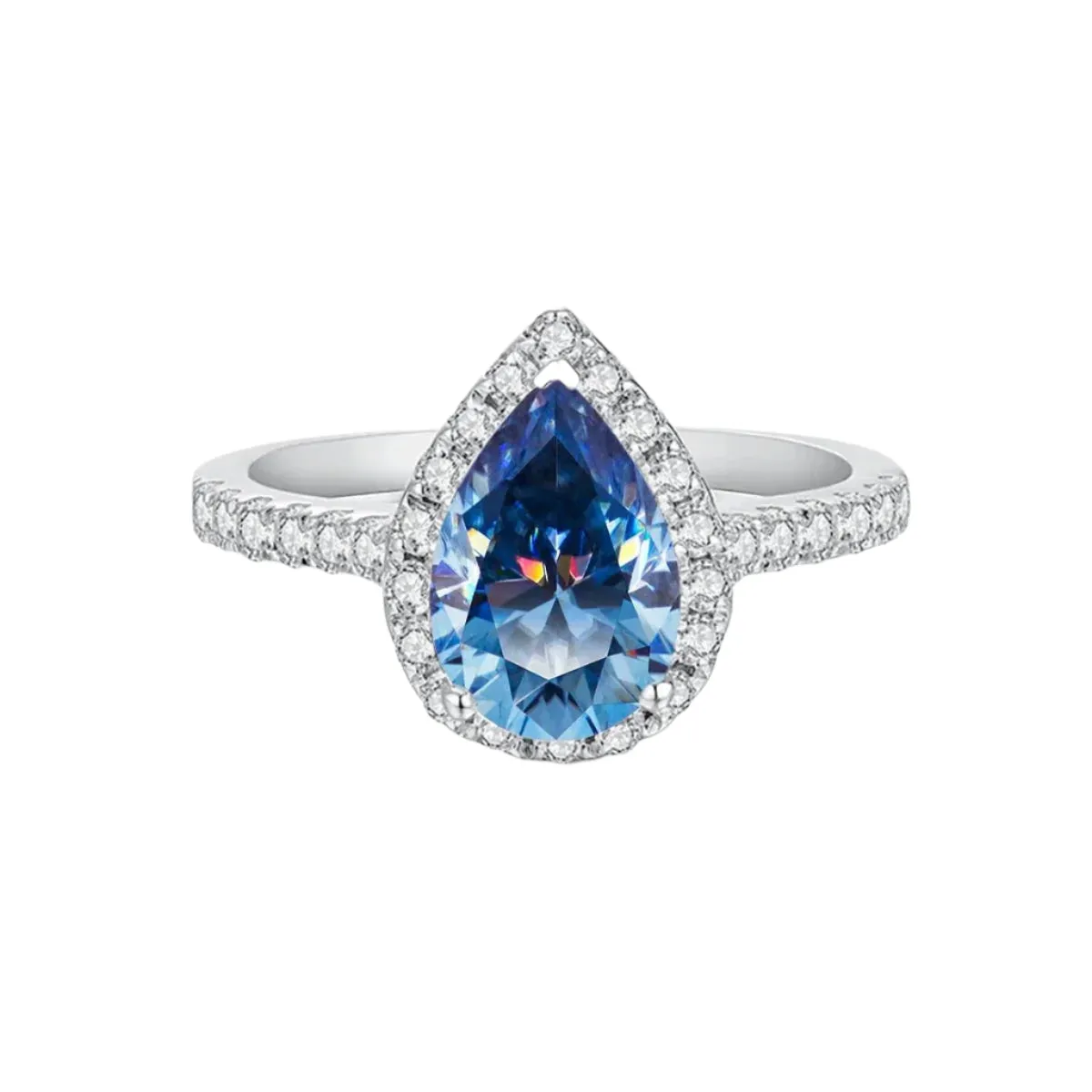 2.0 Ct Pear Cut Diamond Halo Engagement Ring