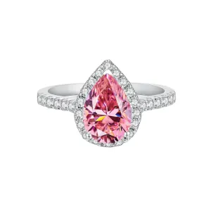 2.0 Ct Pear Cut Diamond Halo Engagement Ring