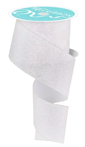 2.5" Iridescent Glitter On Satin: White, Irid (10 Yards) RGA181727