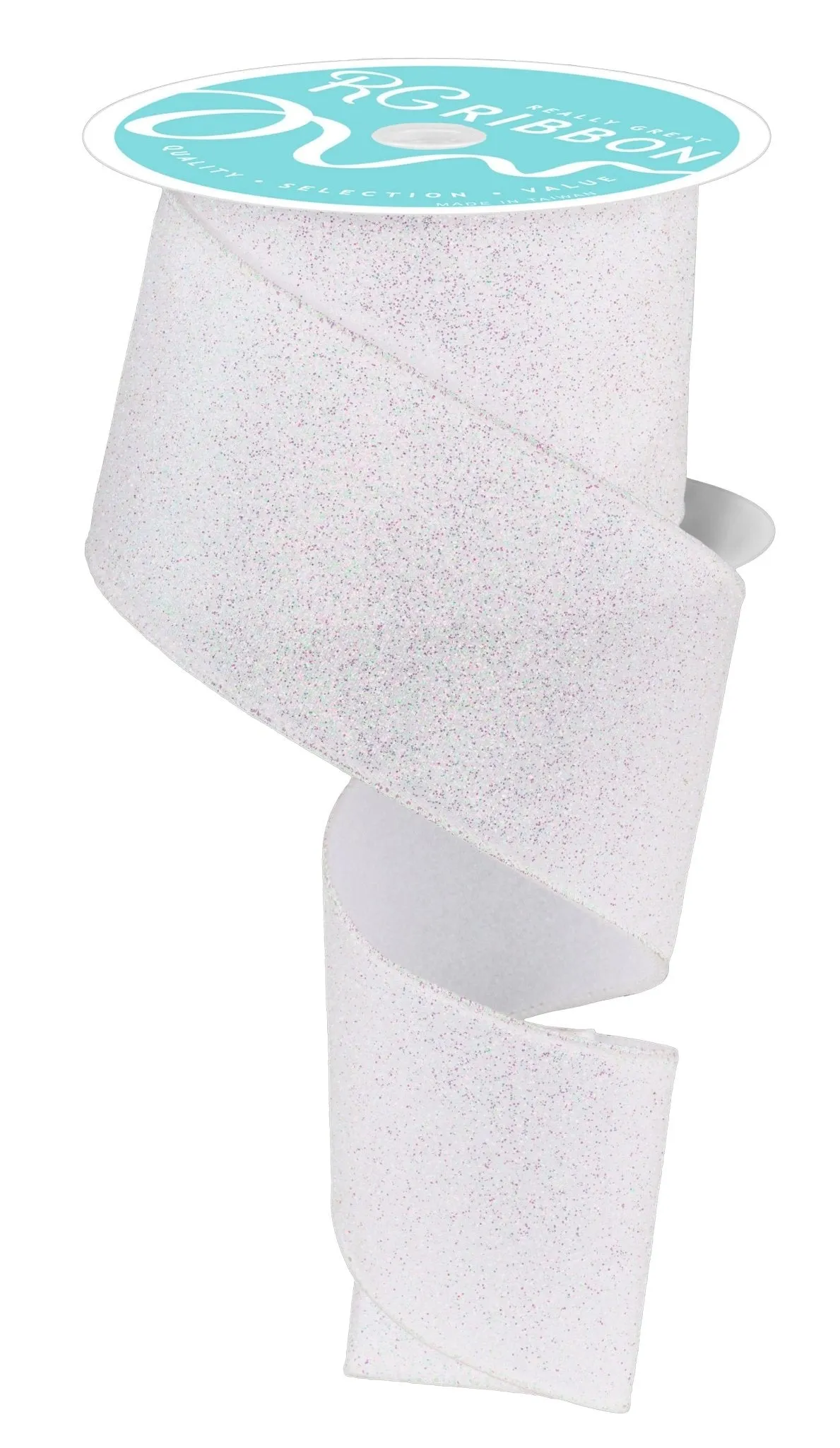 2.5" Iridescent Glitter On Satin: White, Irid (10 Yards) RGA181727
