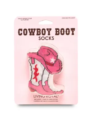 3D Packaged Crew Socks - Western Cowgirl - Pink