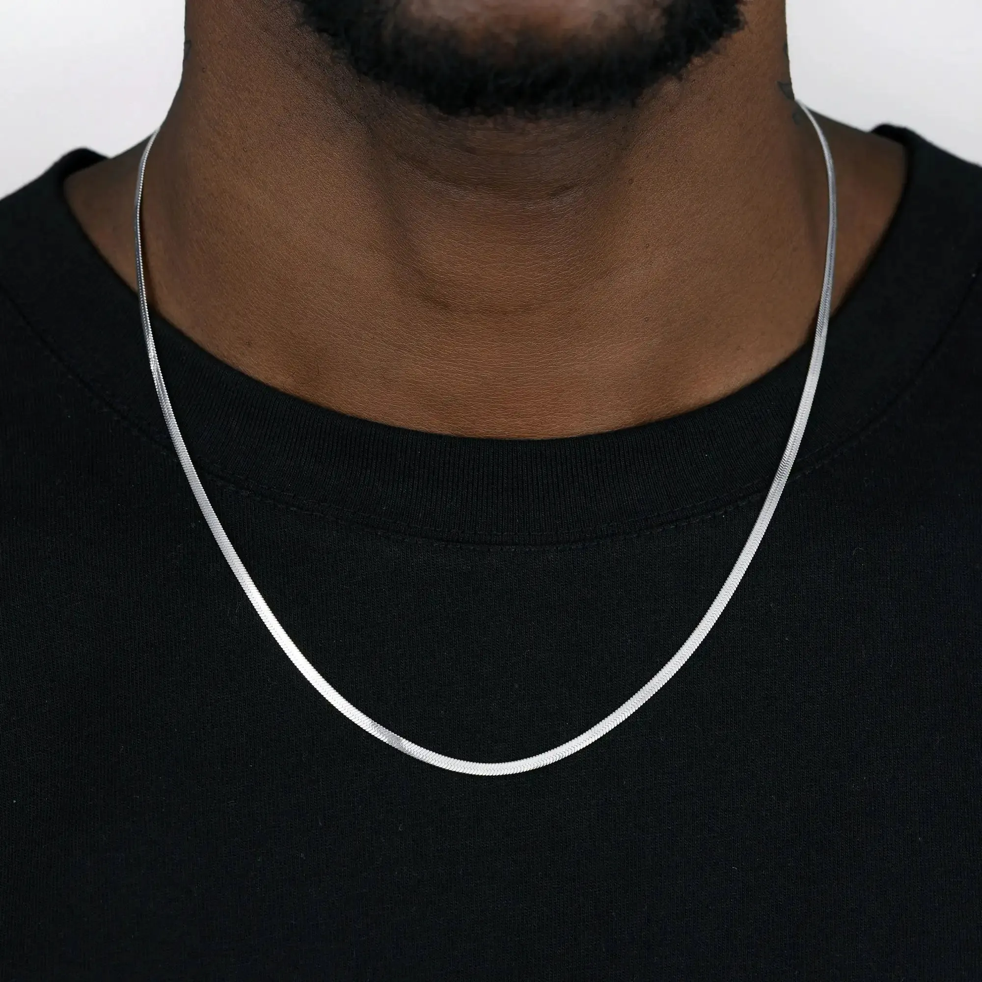 3mm Herringbone Chain - White Gold