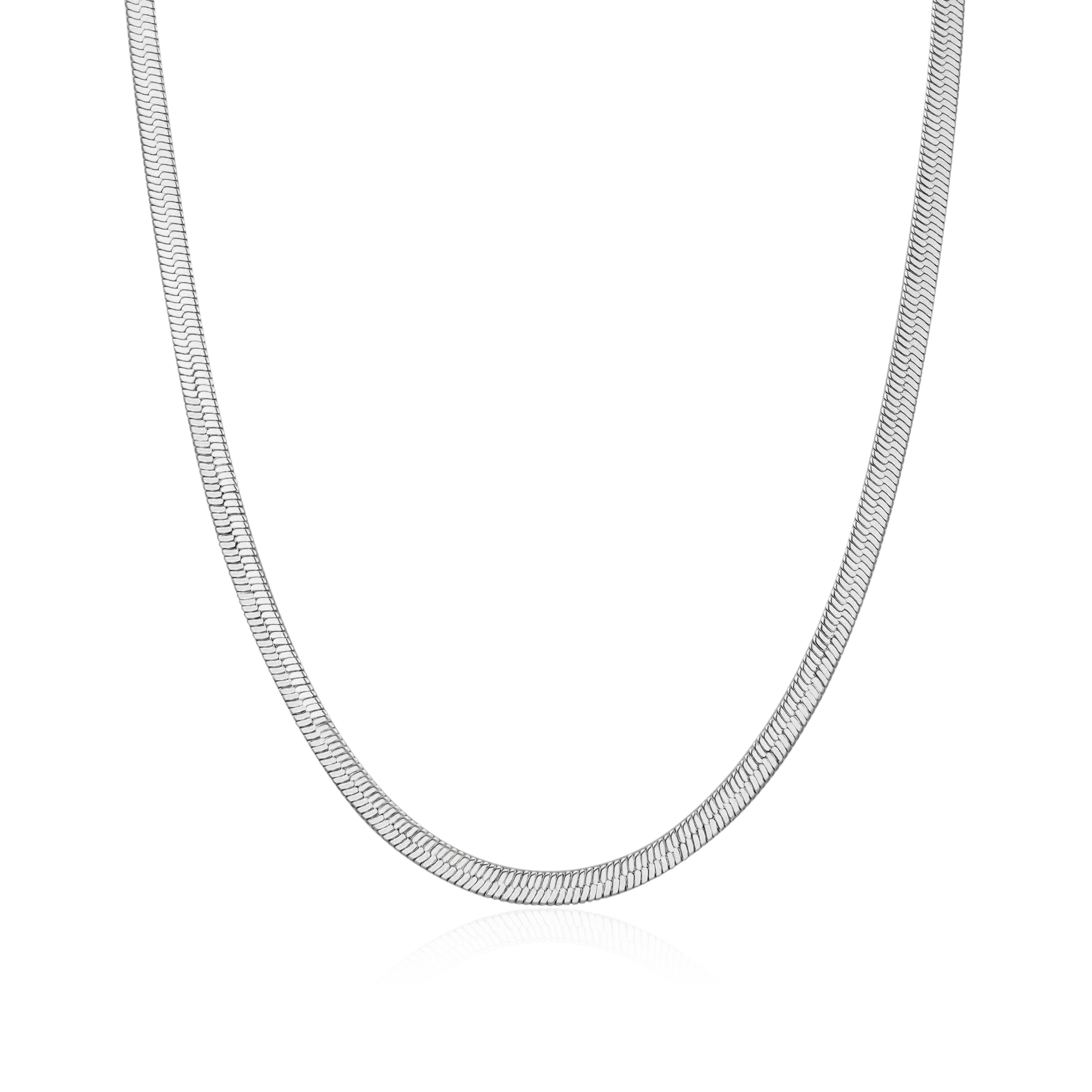 4mm Herringbone Chain - White Gold