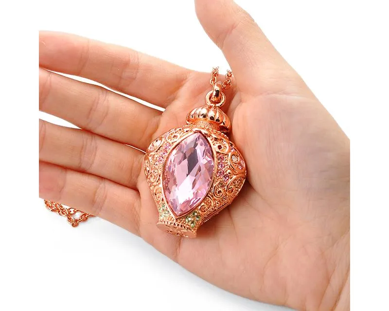 5cm Antique Perfume Bling Crystal Necklace - Pink