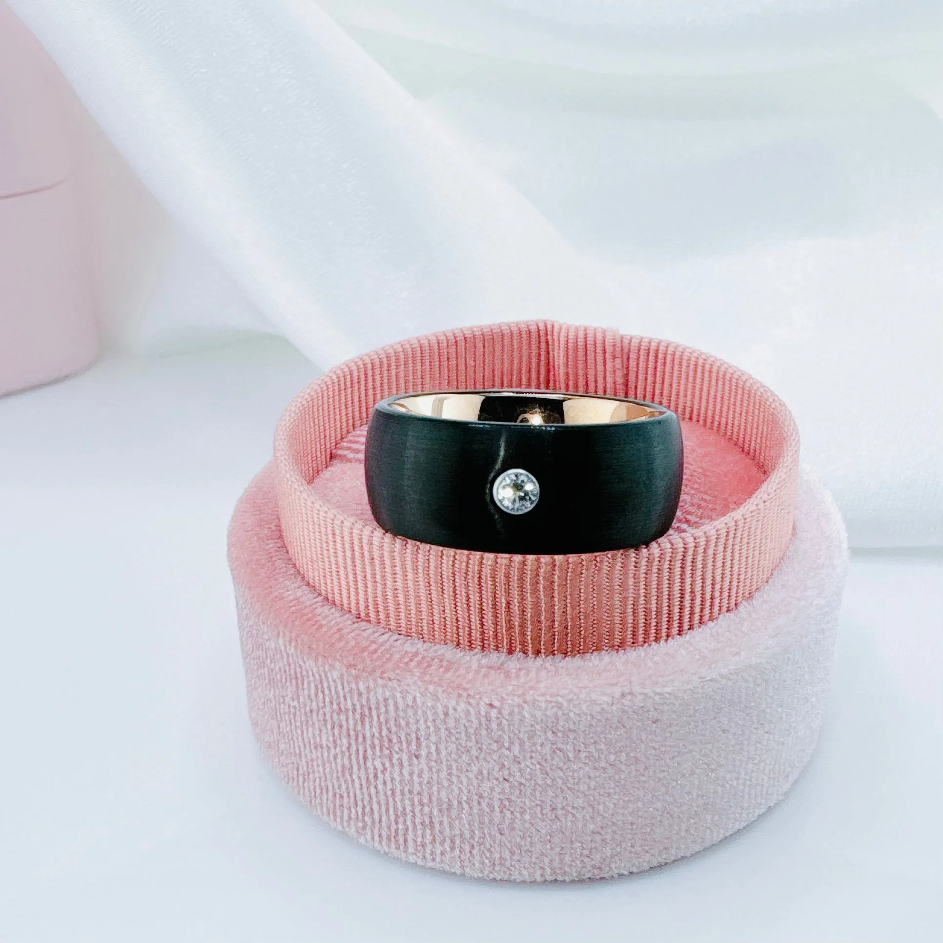 6mm Created Diamond Black with Rose Gold Tungsten Wedding Band
