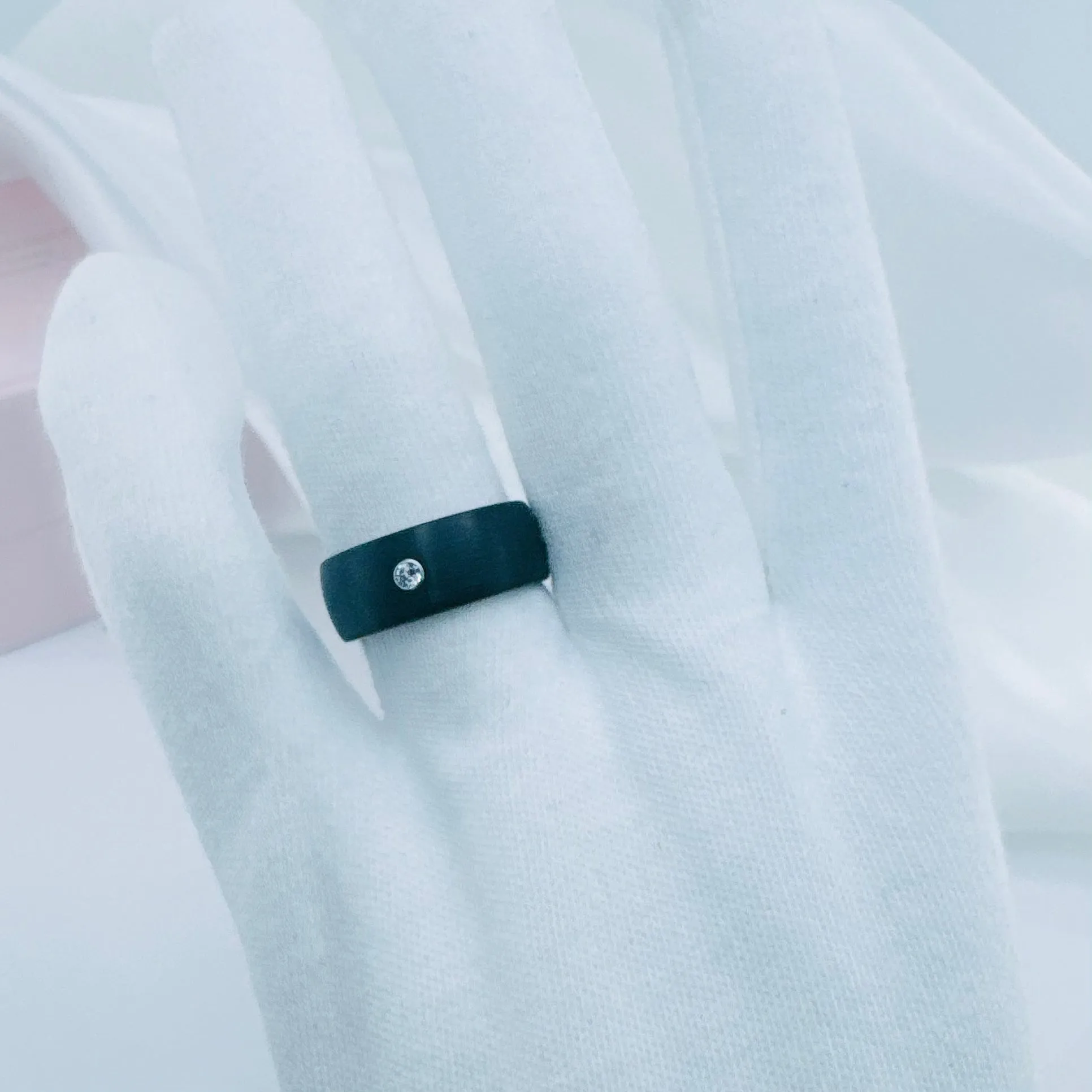 6mm Created Diamond Black with Rose Gold Tungsten Wedding Band