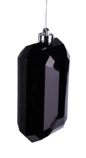 7"L Glitter Rectangle Gem Ornament: Black - XJ707802