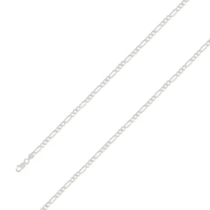 925 Sterling 4mm Silver Diamond Cut E-Coated Figaro Chain Size- 7"