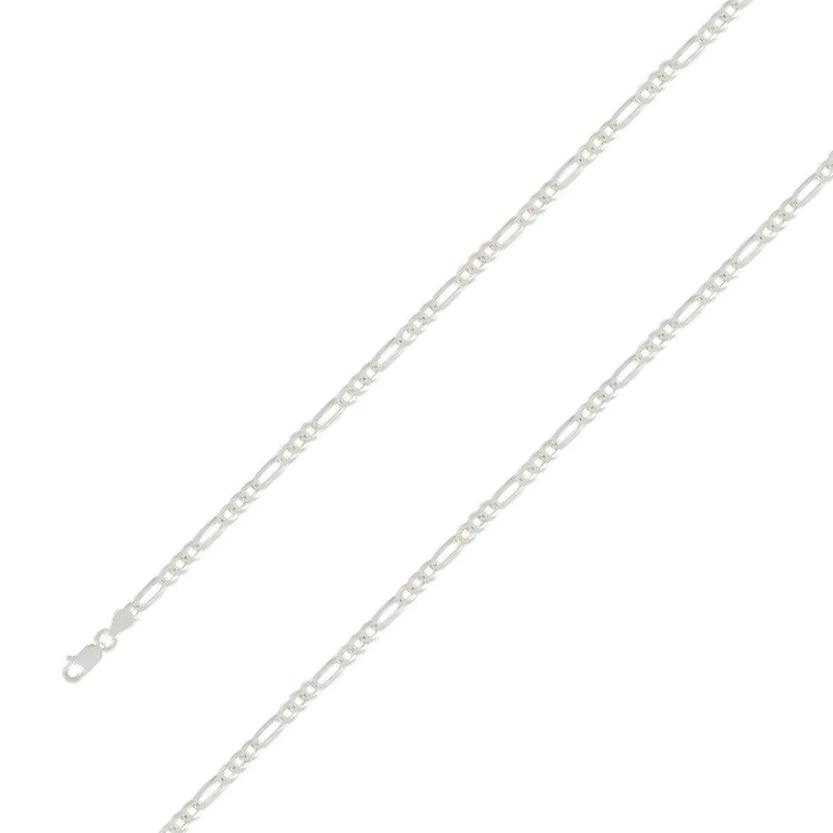 925 Sterling 4mm Silver Diamond Cut E-Coated Figaro Chain Size- 7"