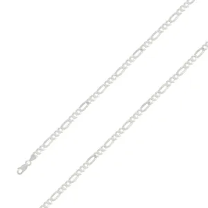 925 Sterling 5mm Silver E-Coated Figaro Chain Size- 8"