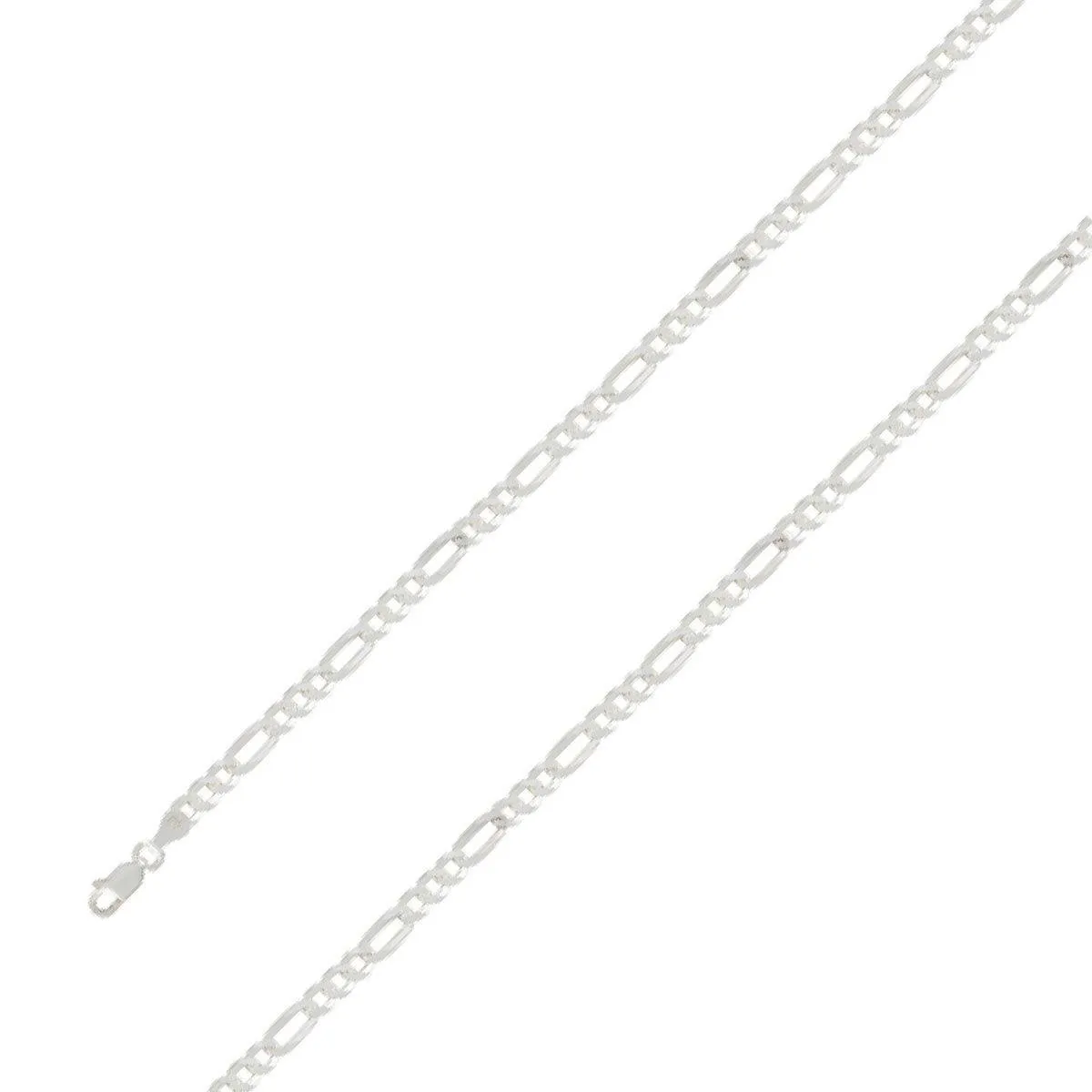 925 Sterling 5mm Silver E-Coated Figaro Chain Size- 8"