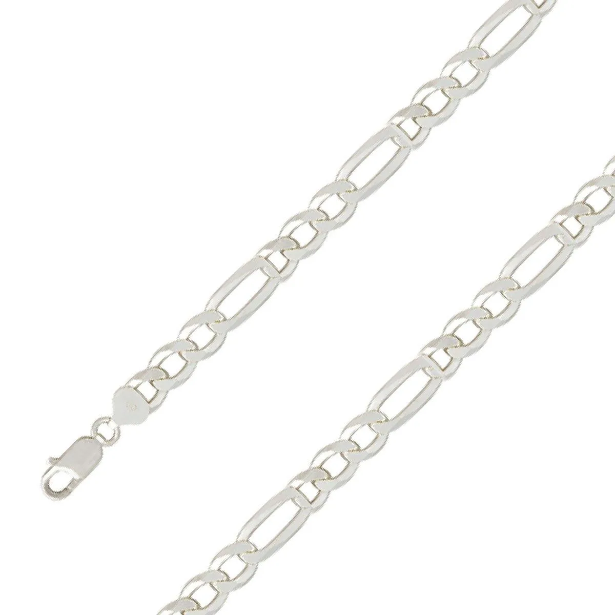 925 Sterling 9.5mm Silver Diamond Cut E-Coated Figaro Chain Size- 9"