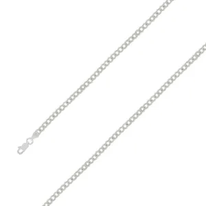925 Sterling Silver 4mm E-Coated Classic Cuban Chain Size- 9"