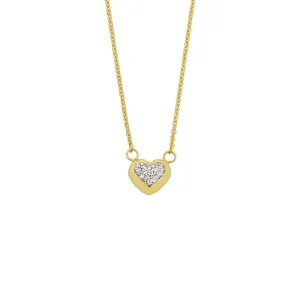 9ct Yellow Gold Silver Infused Crystal Puff Necklace