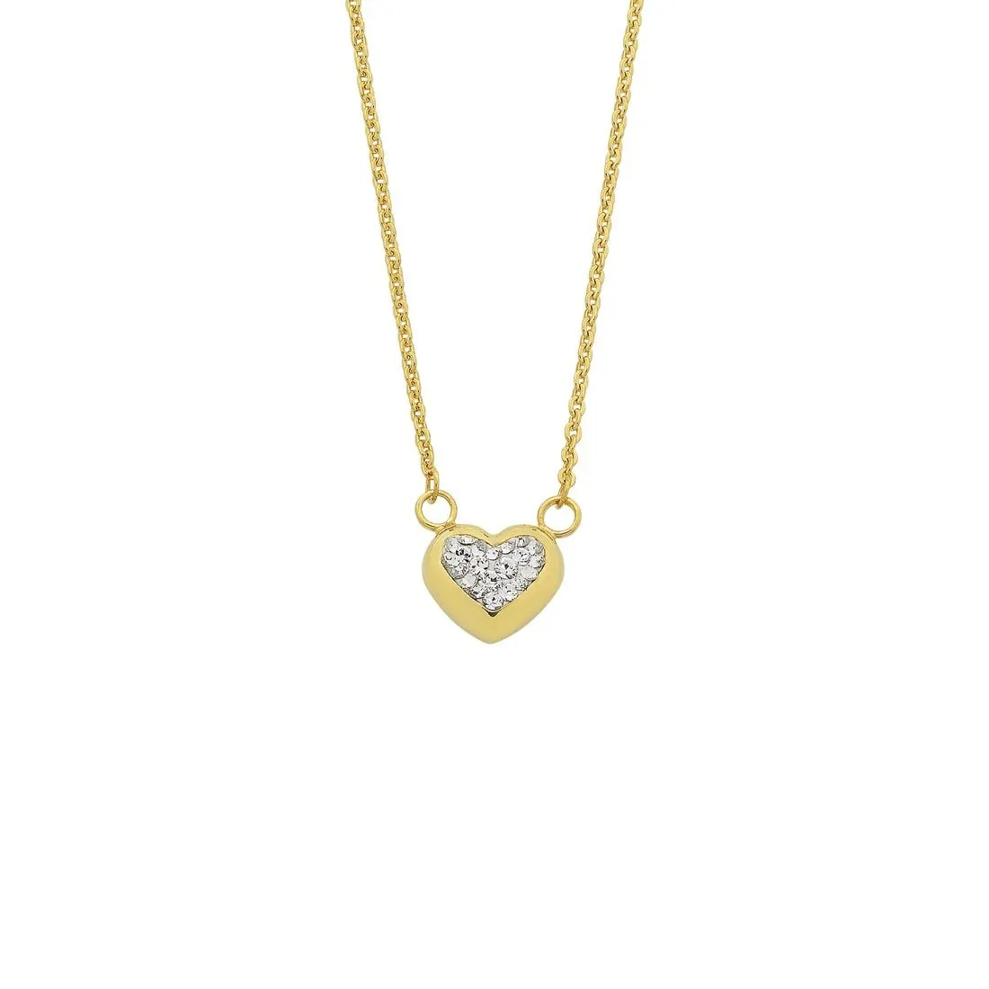 9ct Yellow Gold Silver Infused Crystal Puff Necklace