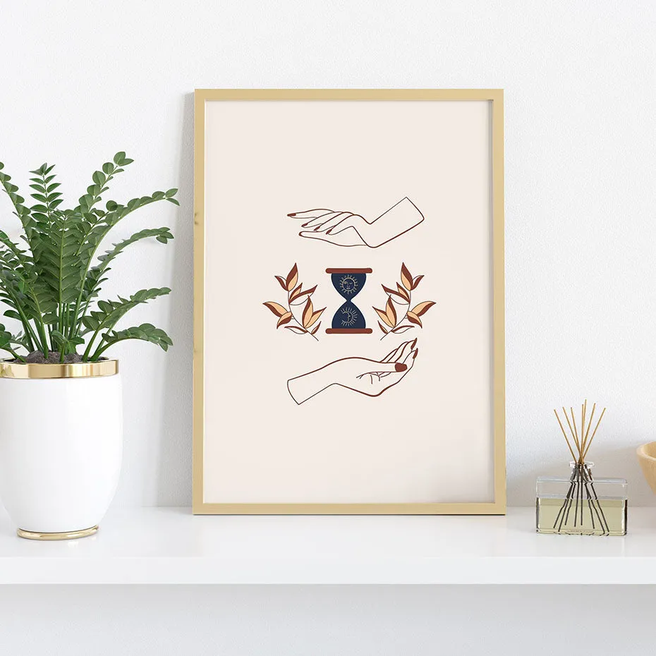 Abstract Mystic Hand Sun Moon Wall Art
