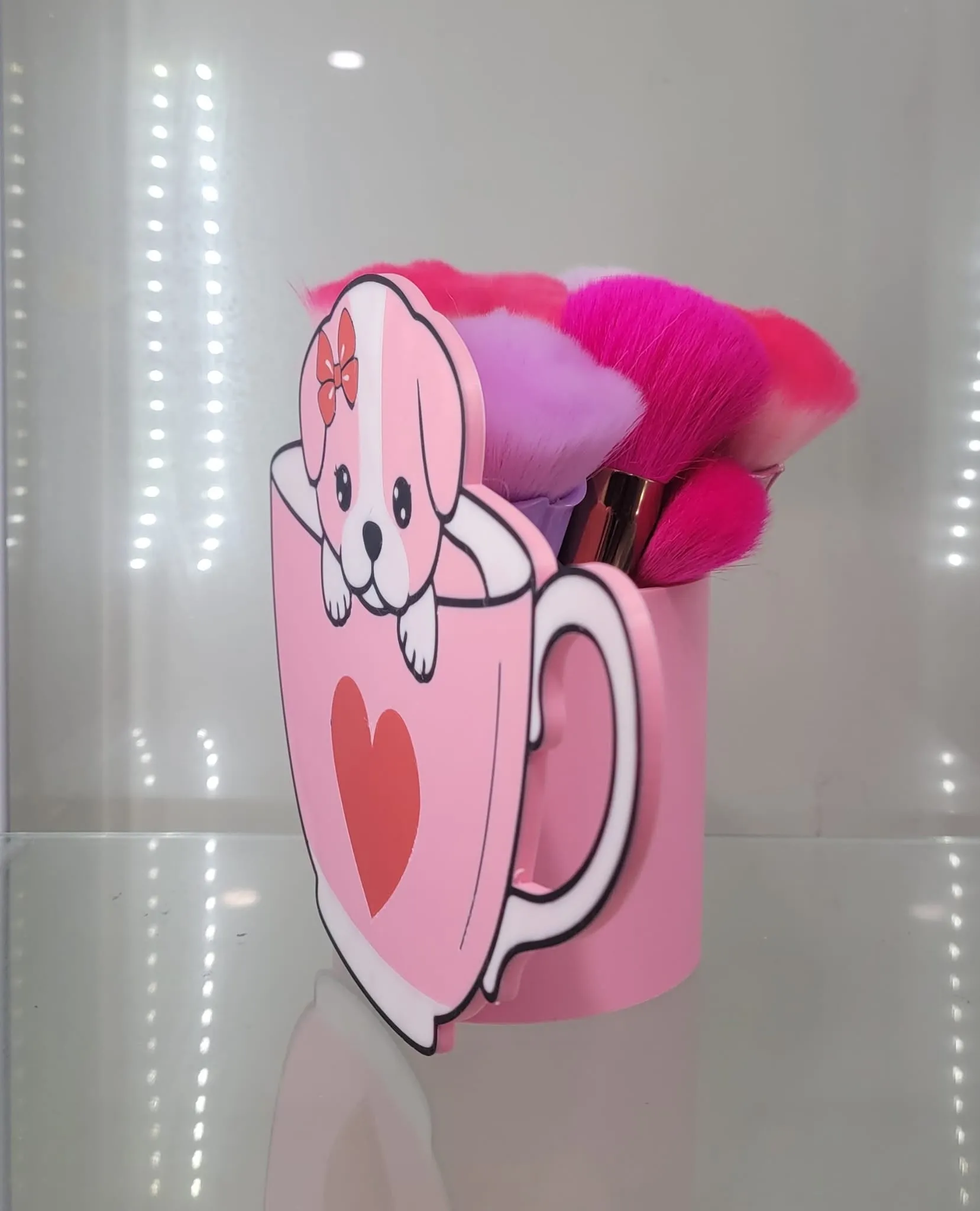 Adorable Puppy Teacup Brush Holder