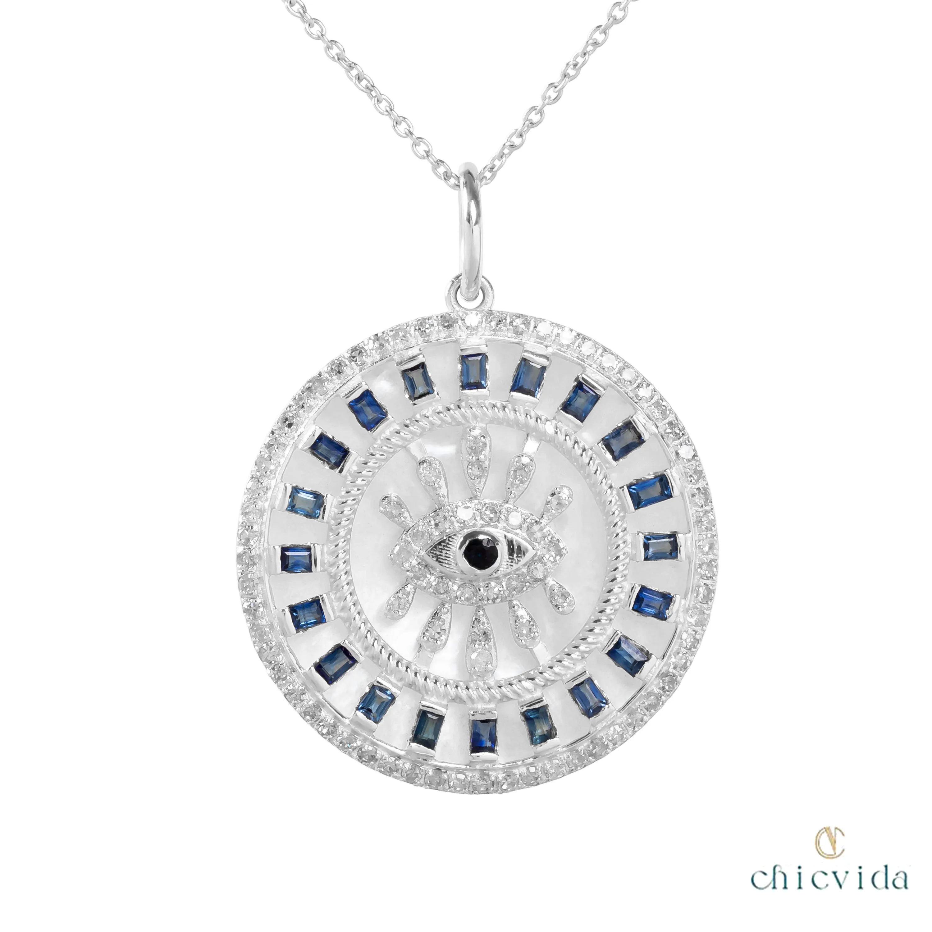 Adorbs Mother Of Pearl Pendant with Sapphire