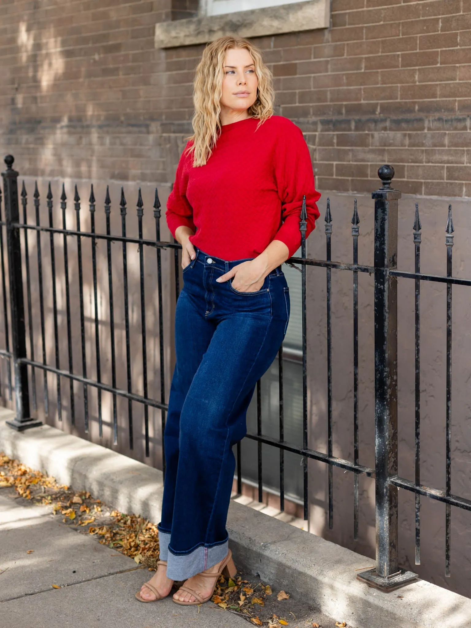 Allie Rose Soft Fine Gauge Herringbone Sweater