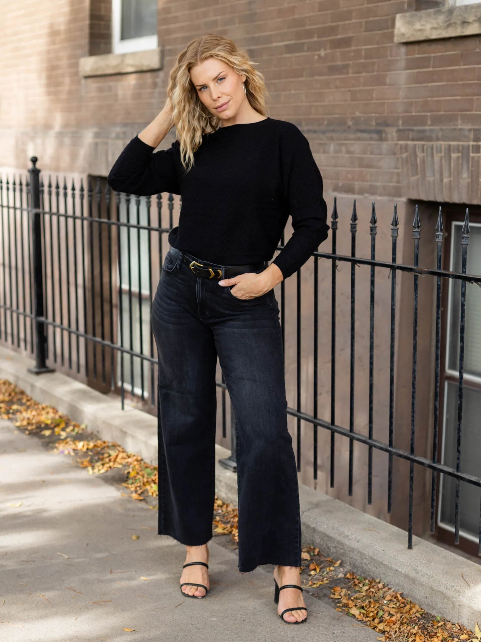 Allie Rose Soft Fine Gauge Herringbone Sweater