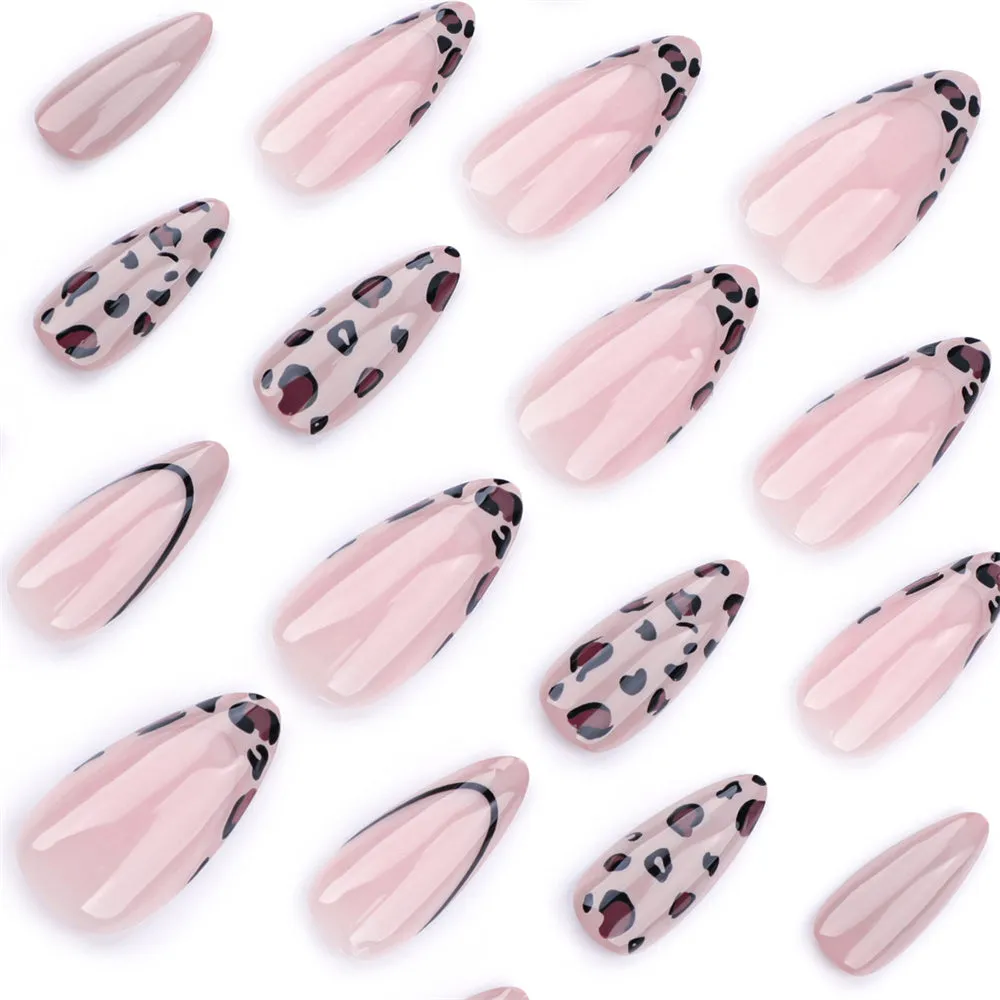 Almond French Leopard Pink Solid