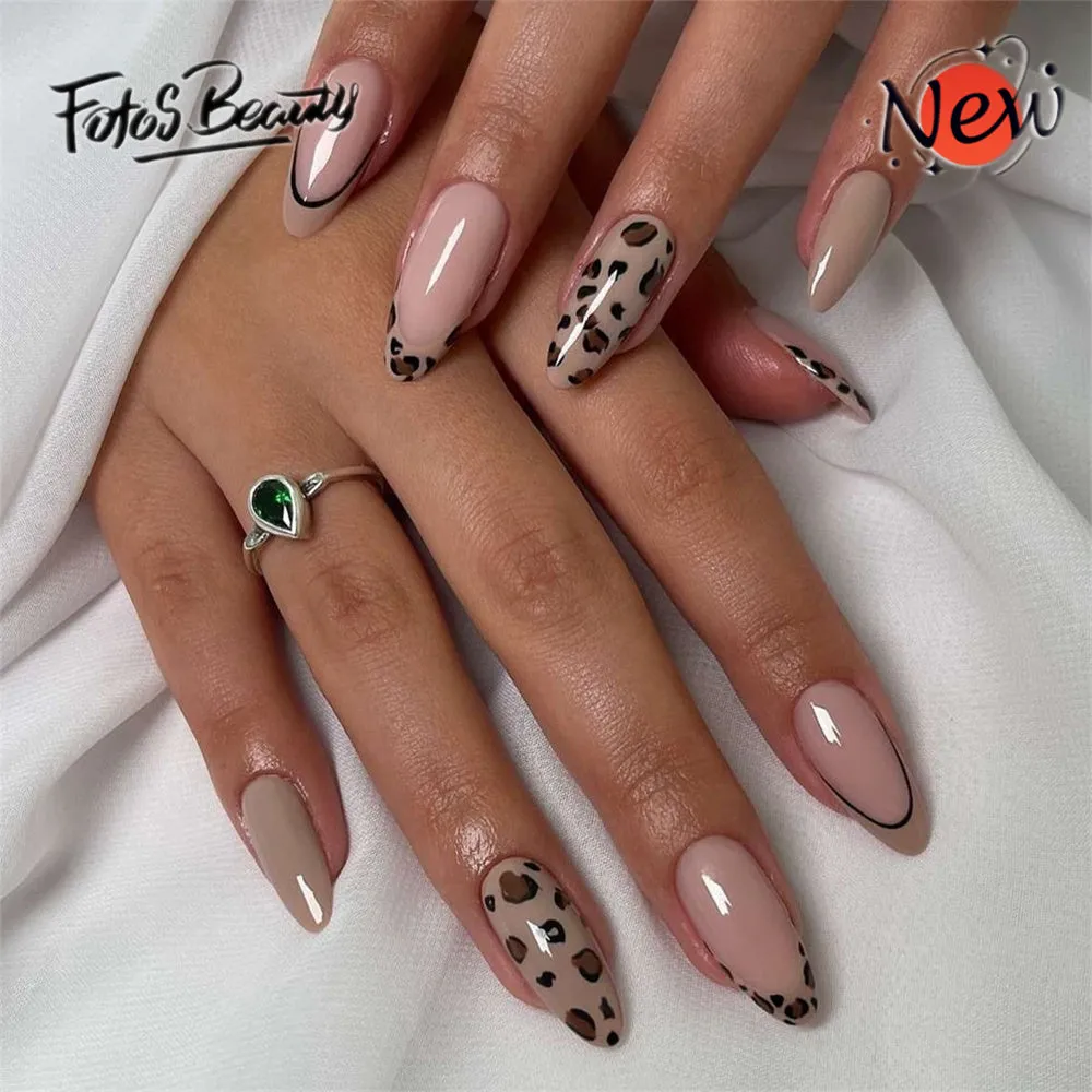 Almond French Leopard Pink Solid