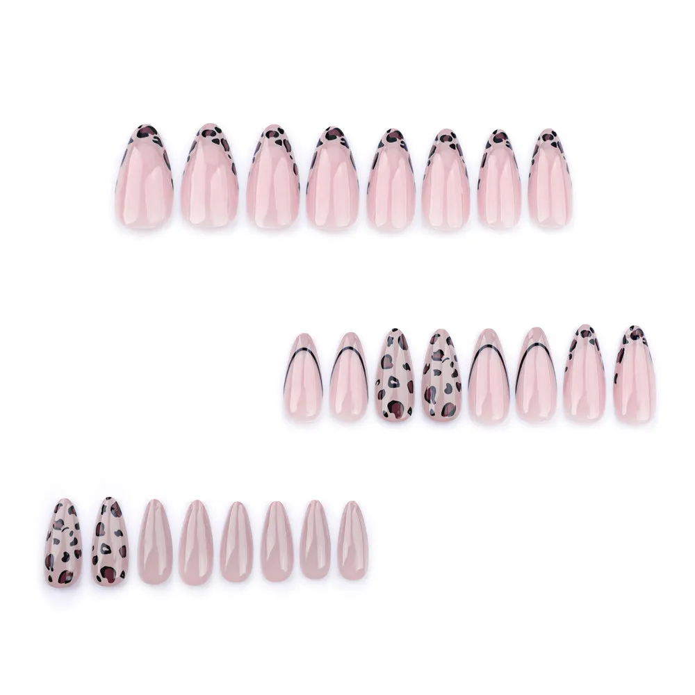 Almond French Leopard Pink Solid