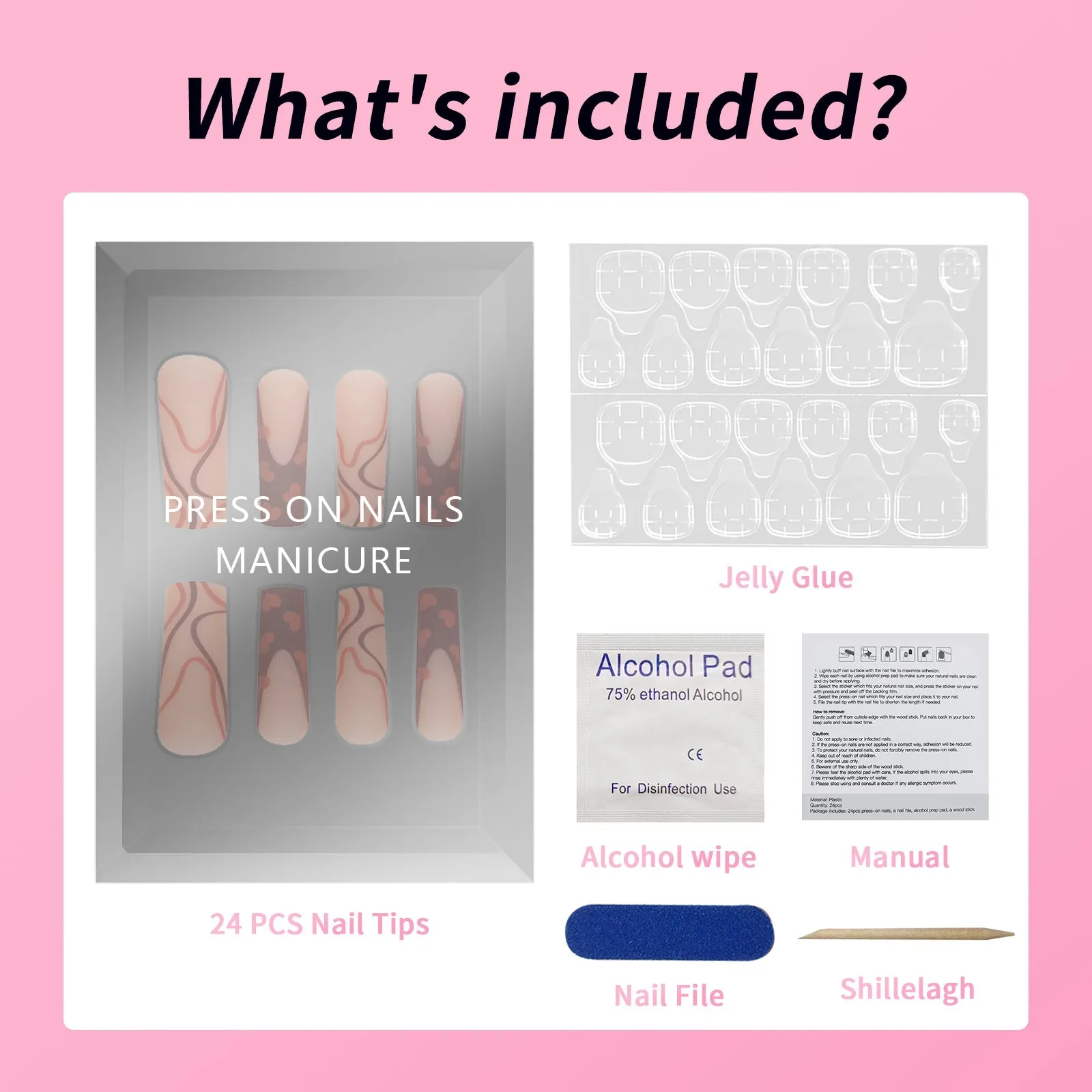 Almond French Leopard Pink Solid