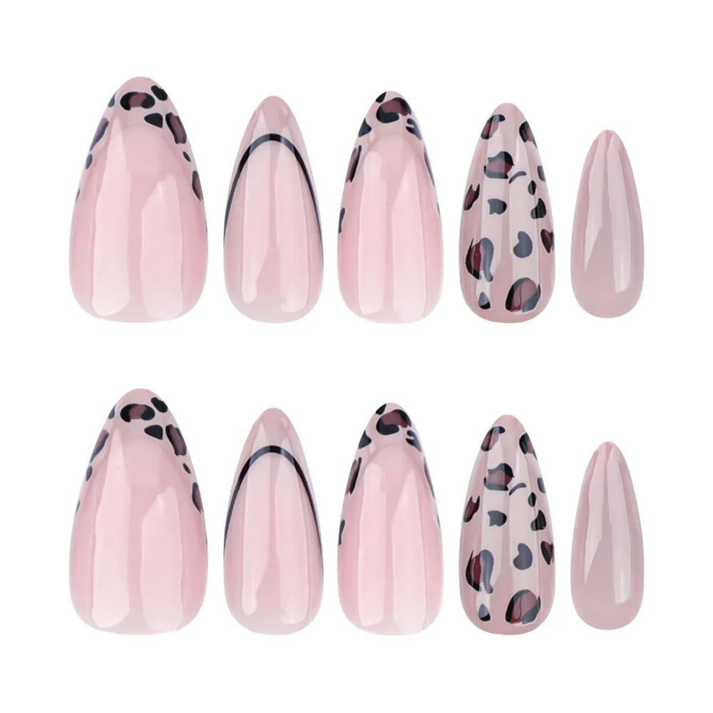 Almond French Leopard Pink Solid