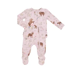 Angel Dear Ruffle Back Footie - Watercolour Ponies