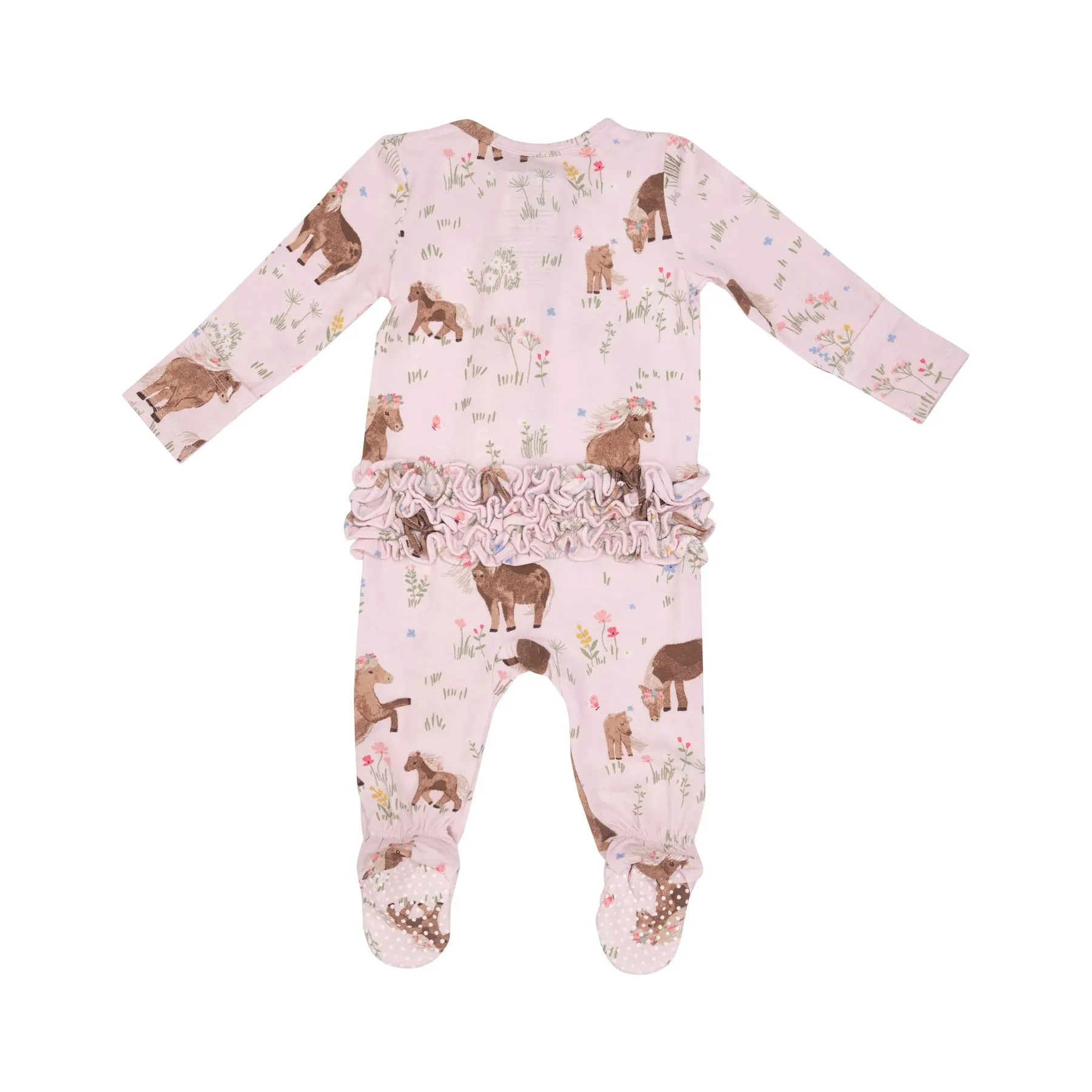 Angel Dear Ruffle Back Footie - Watercolour Ponies