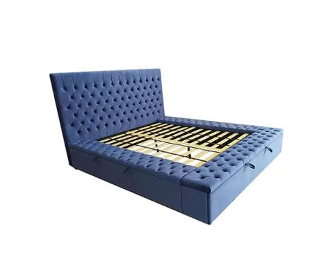 Anna Bedframe  Velvet Fabric Blue